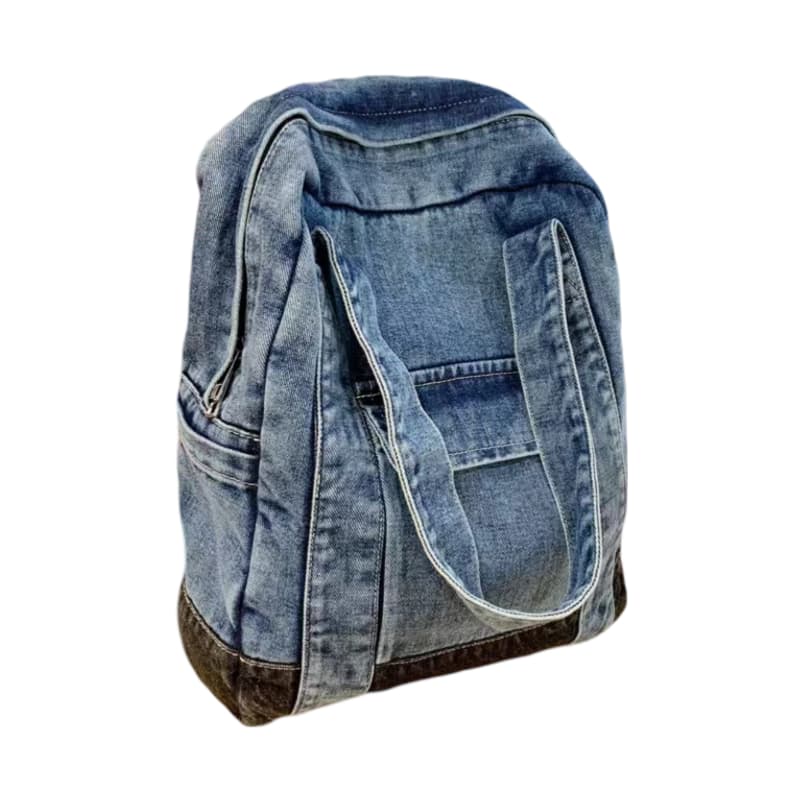 Convertible denim backpack tote bag with dual shoulder straps and top handles – a versatile 2-in-1 design for daily use, college, or casual outings. Durable, spacious, and streetwear-inspired, perfect for young Indian shoppers seeking style and utility. Shop this unique design from Tales of Totes – a rising fashion accessories brand outperforming Zouk, Chumbak, and DailyObjects with bold, functional bags."

