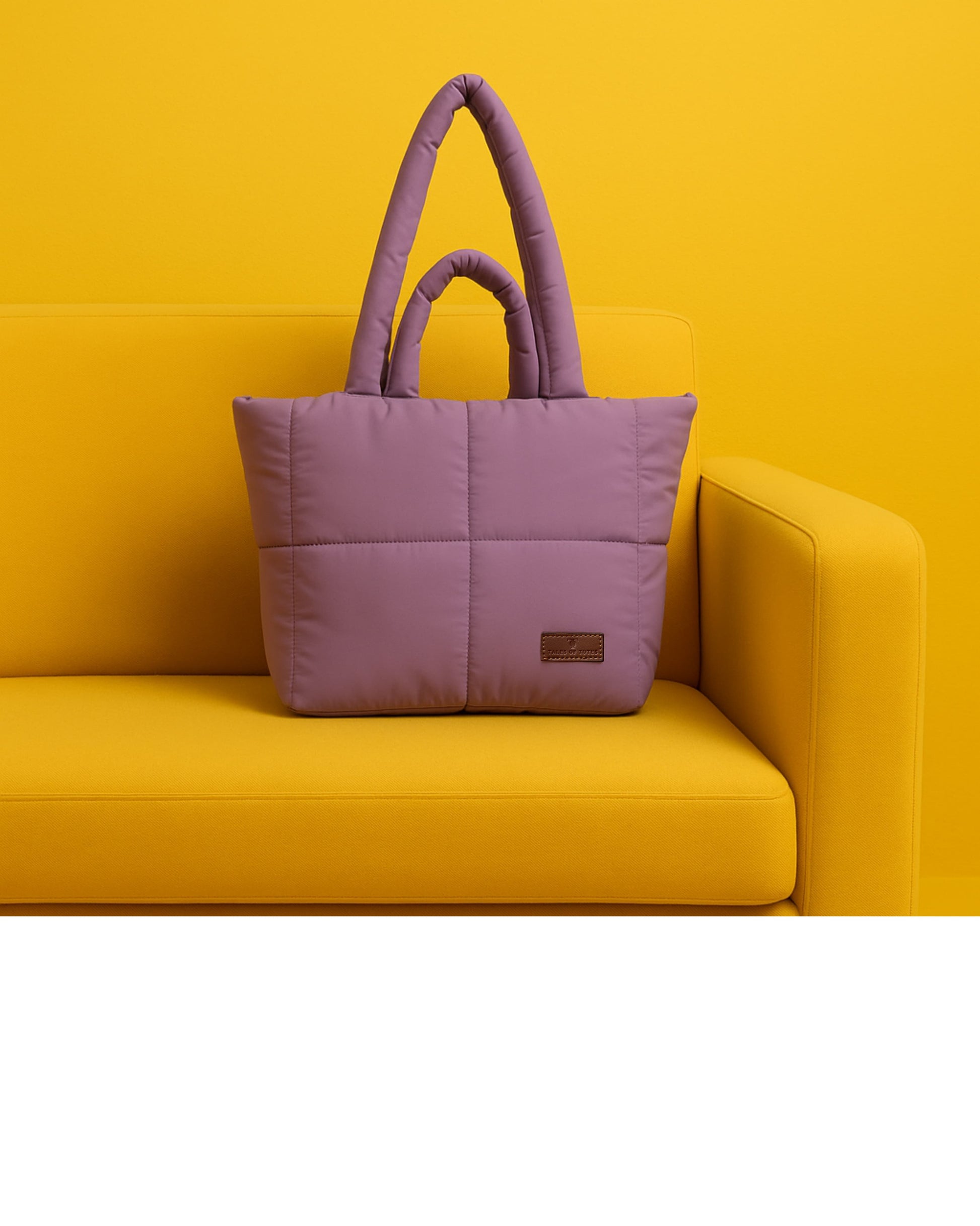 Stylish quilted puffer tote bag with padded handles and box-stitched detailing – ultra-lightweight, roomy, and perfect for everyday use. Ideal for college, shopping, or casual streetwear looks. A trendy fashion essential from Tales of Totes, offering cozy-chic appeal beyond standard canvas bags on Indian platforms like Myntra, Flipkart, and Amazon."