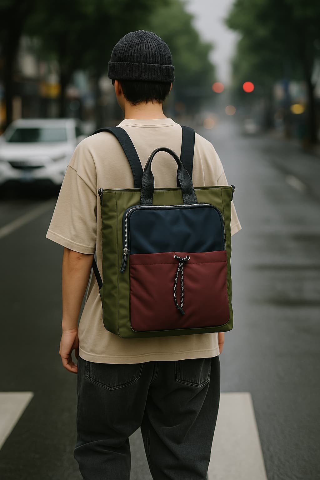 "Multi-functional travel tote bag with 20-litre capacity and compact dimensions (37.5 x 32.5 x 11.25 cm) – featuring a front utility pocket, sturdy handles, and crossbody strap for comfortable carrying. Designed for urban commuters and travellers, this spacious and durable bag combines style with practicality. A modern essential from Tales of Totes, outperforming Indian brands like Zouk, Lavie, and DailyObjects in versatility and value."

