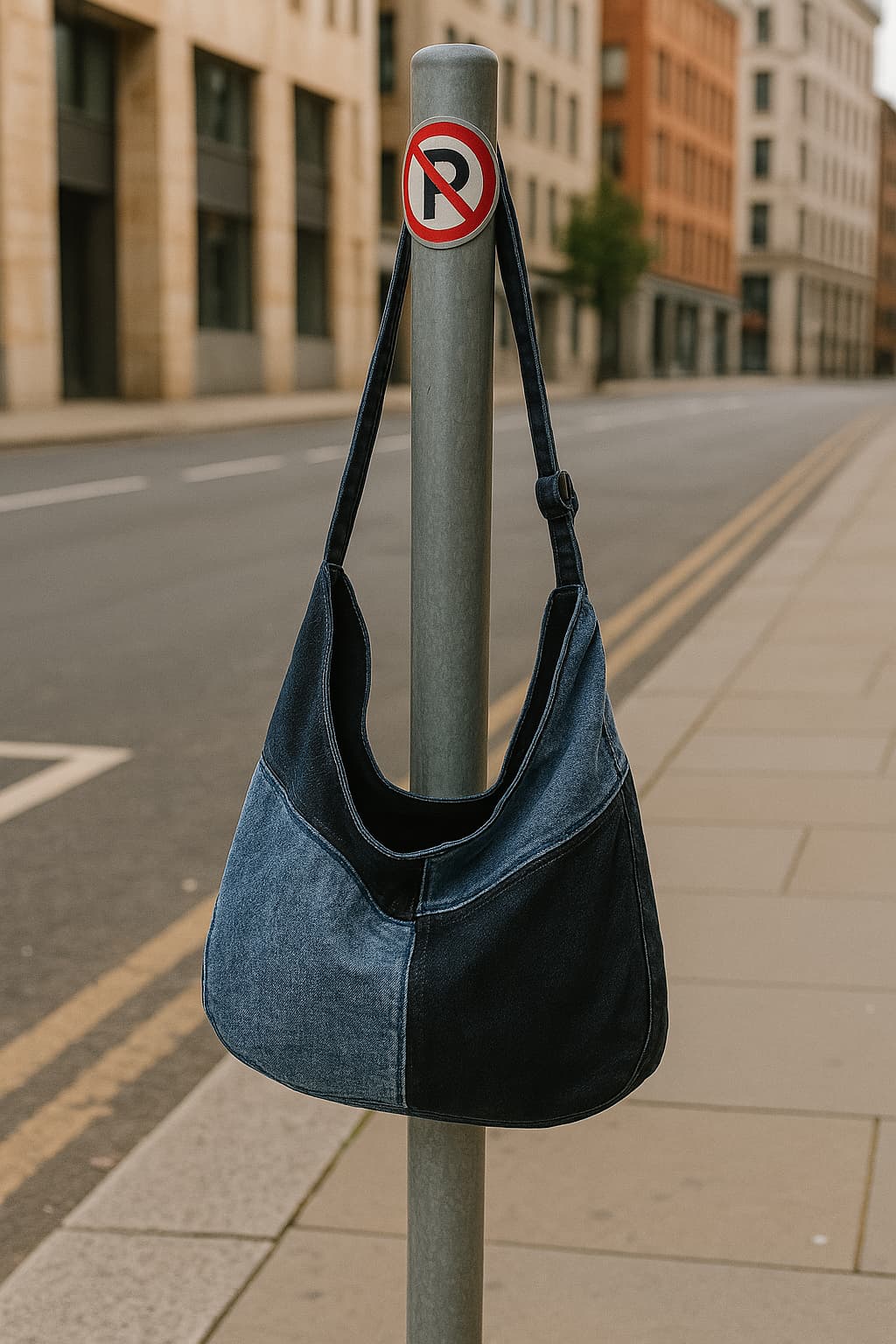Two-tone patchwork denim sling tote bag with adjustable shoulder strap – measuring 40cm x 35cm x 13cm, perfect for everyday use. Lightweight yet spacious, ideal for college, shopping, and casual outings. A trendy pick for Gen Z fashion in India, exclusively at Tales of Totes – outshining Zouk, Chumbak, and other Indian tote brands with bold streetwear flair."

