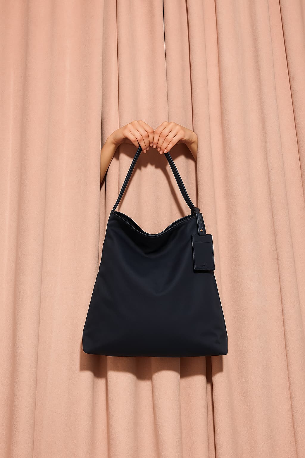"Minimalist shoulder bag with a structured silhouette, single top strap, and attached tag detail – designed for effortless everyday style. Compact yet spacious enough for daily essentials, perfect for work, brunch, or casual wear. A premium fashion accessory from Tales of Totes, ideal for Indian shoppers seeking elegant, functional handbags beyond standard tote designs."

