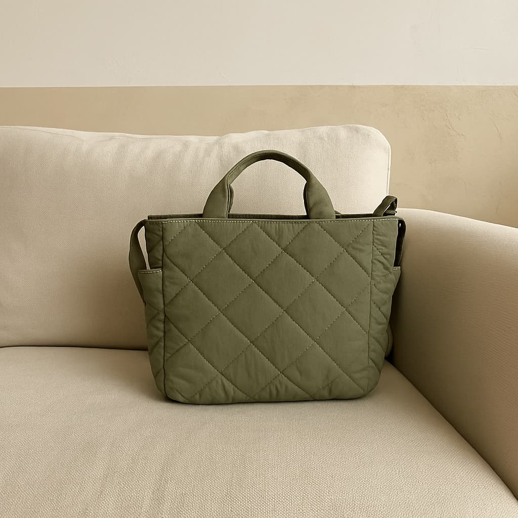 Quilted tote bag with a luxe padded finish – soft, stylish, and built for everyday use. Made for Indian shoppers who love the look of designer bags without the heavy price tag. Spacious enough for laptops and daily essentials. Tales of Totes offers a premium alternative to Miraggio, Zouk, and Lavie – where quilted fashion meets function."