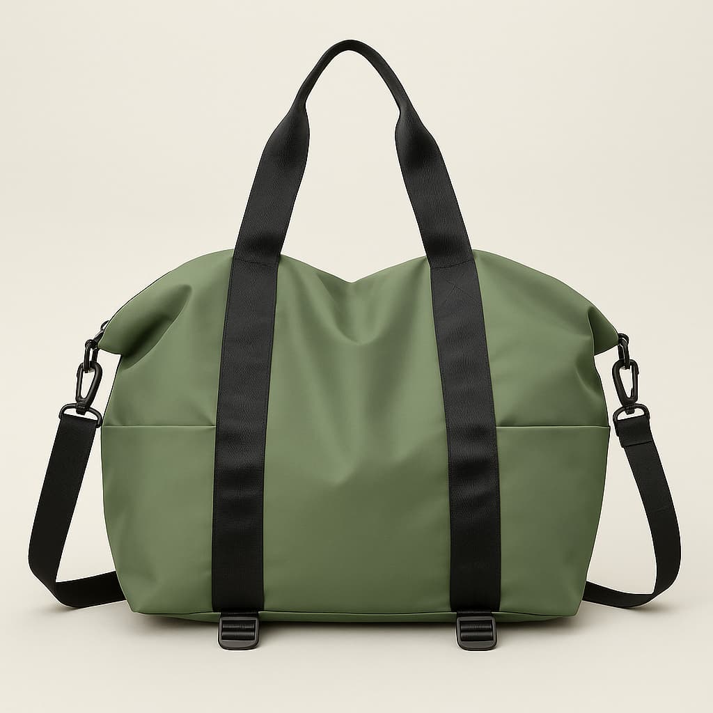 A unisex duffel tote bag with a sleek, minimal design featuring two vertical straps, dual carry handles, an adjustable shoulder strap, and side pockets. Spacious enough for travel or daily use, crafted from durable, water-resistant material with a zippered top closure. Ideal for college, gym, or casual outings.








A unisex duffel tote bag with a sleek, minimal design featuring two vertical straps, dual carry handles, an adjustable shoulder strap, and side pockets. Spacious enough for travel or daily us
