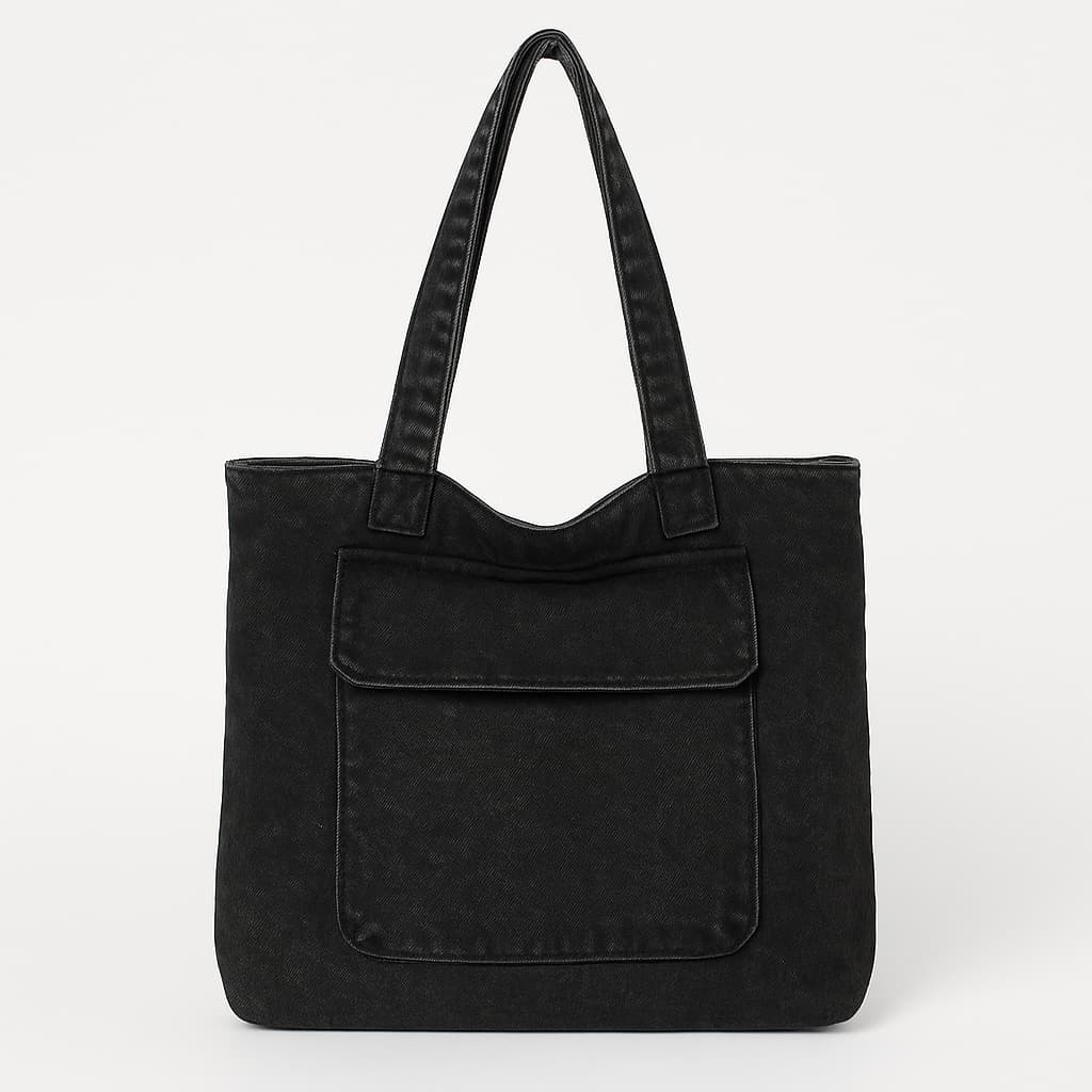 "Stylish denim tote bags with front flap pockets and twin shoulder straps – perfect for casual outings, college, or everyday errands. Made from durable washed denim for a rugged streetwear look with spacious interior and secure zip closure. A versatile and functional carryall from Tales of Totes – redefining everyday fashion bags in India beyond Zouk, DailyObjects, and Chumbak."
