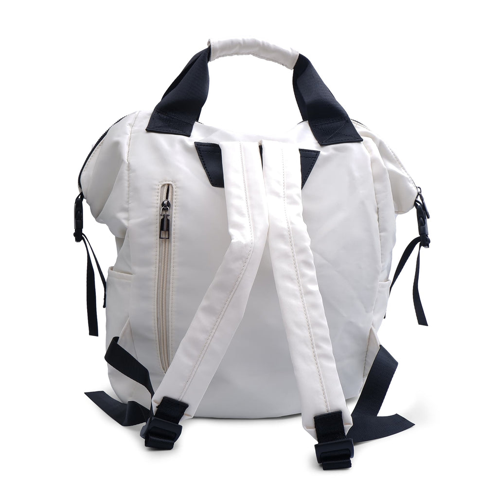 "Modern utility backpack with a structured silhouette, front zip pocket, padded handle, and side compartments – designed for daily commuting, travel, or college use. Features durable water-resistant material, sleek zipper details, and adjustable shoulder straps. A functional and fashion-forward choice from Tales of Totes for urban Indian lifestyles."

