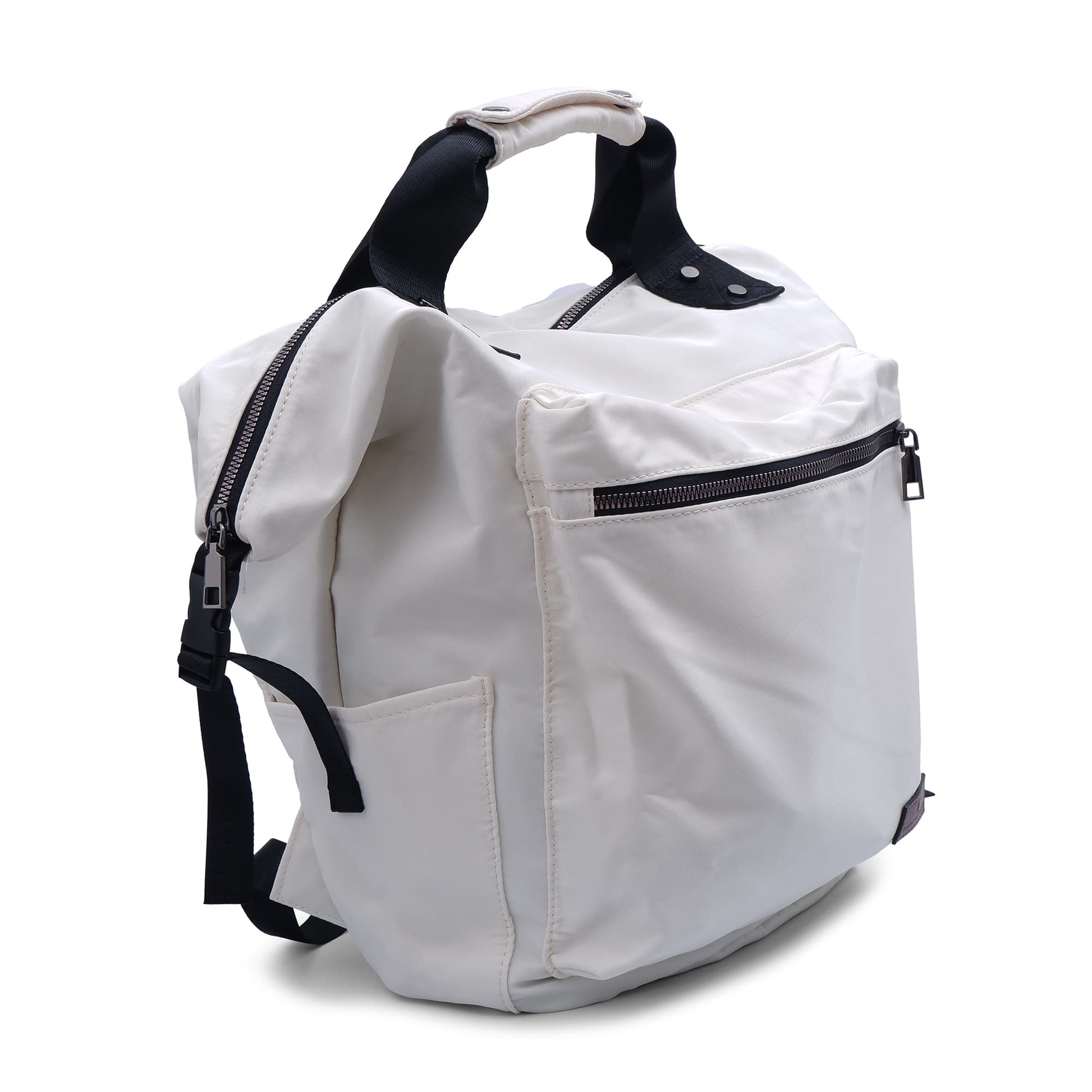 "Modern utility backpack with a structured silhouette, front zip pocket, padded handle, and side compartments – designed for daily commuting, travel, or college use. Features durable water-resistant material, sleek zipper details, and adjustable shoulder straps. A functional and fashion-forward choice from Tales of Totes for urban Indian lifestyles."


