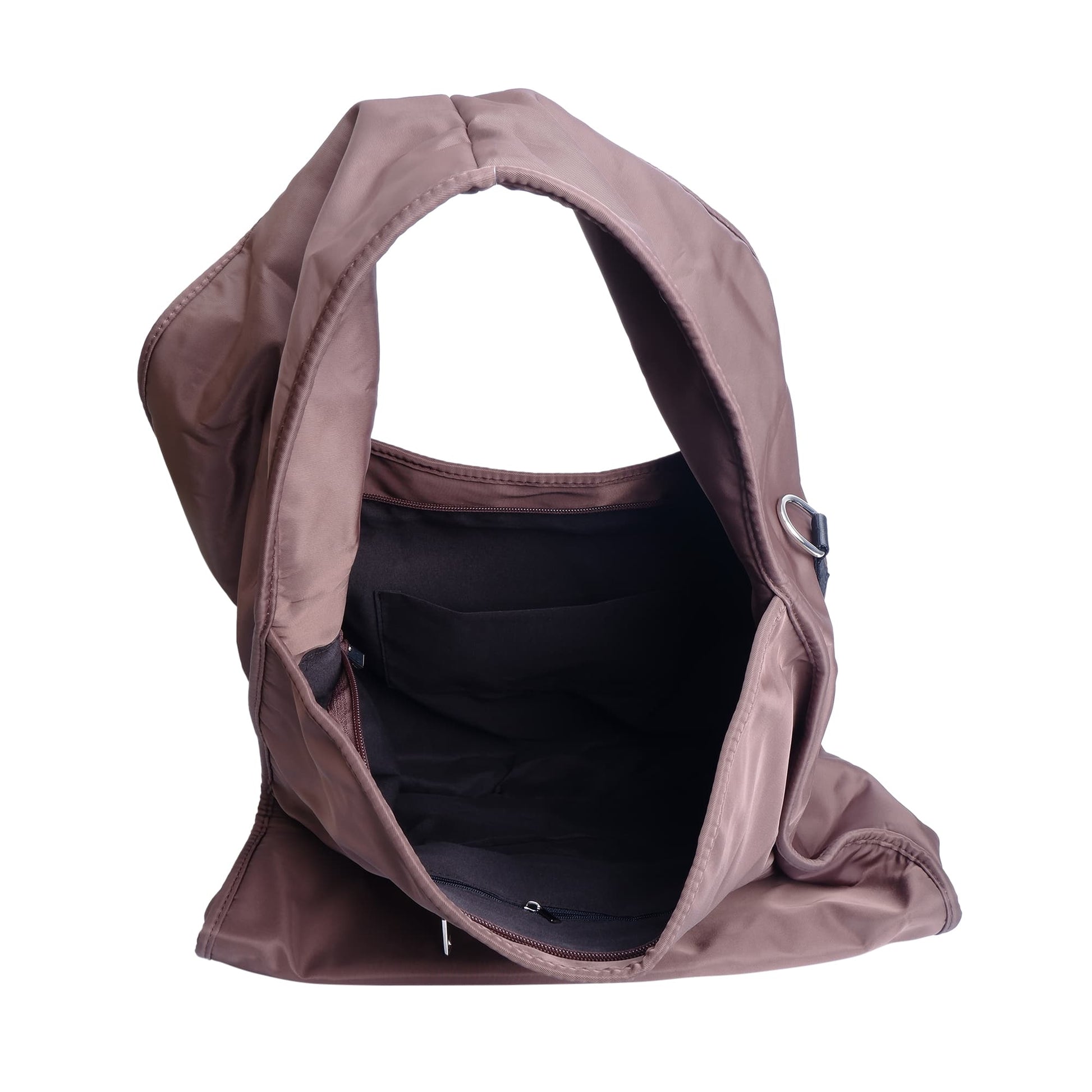 Minimalist black tote bag with a padded top handle, detachable crossbody strap, and front zipper pocket – made from water-resistant fabric for everyday functionality. Lightweight yet spacious, ideal for travel, office, gym, or casual use. A sleek and versatile design by Tales of Totes, offering modern utility and elevated style for Indian shoppers."