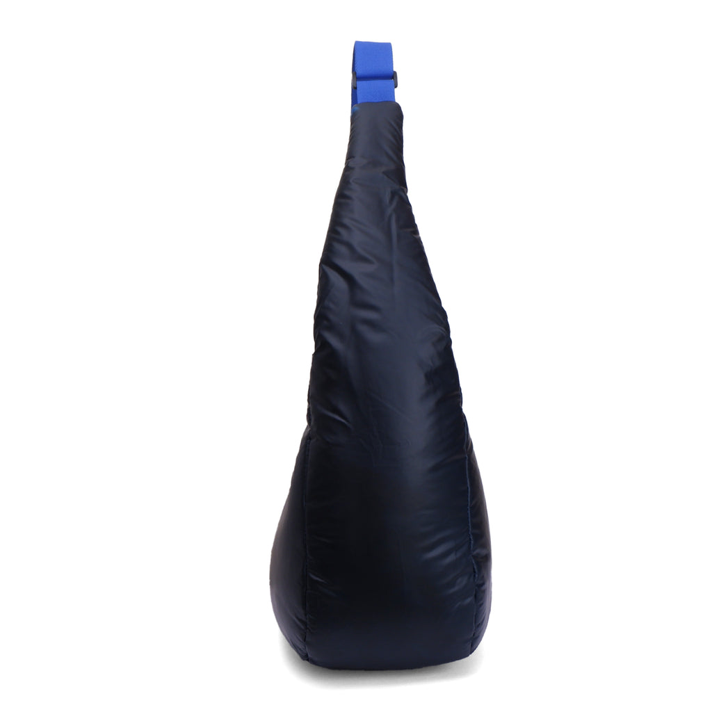 Black handbag on a white background
