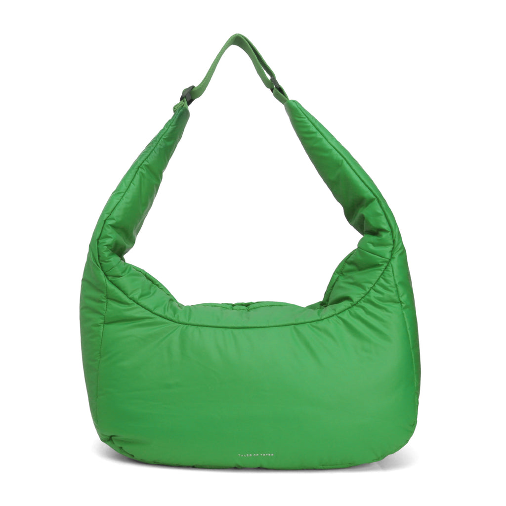Green handbag on a white background