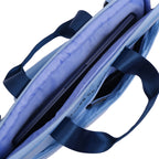 Blue laptop bag with straps on a white background
