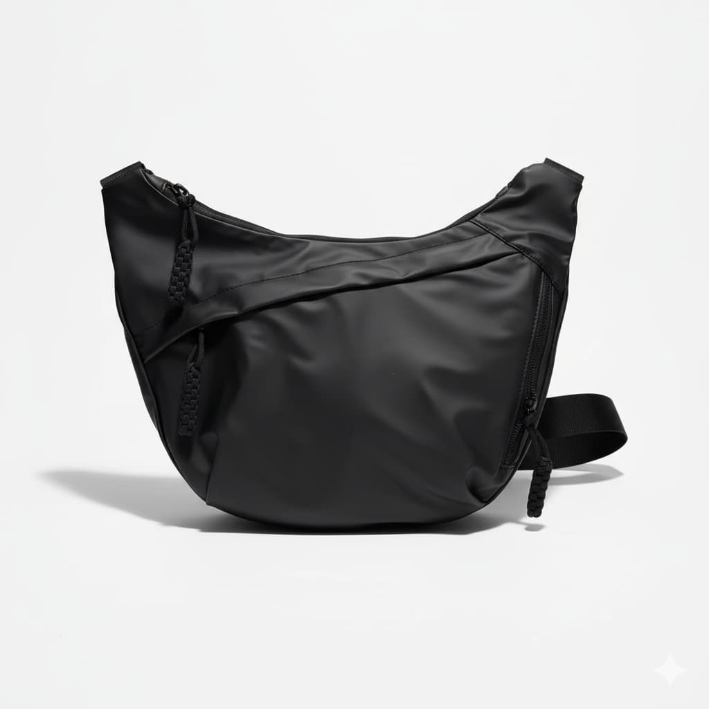 Black shoulder bag on a light gray backgroundA stylish, waterproof black nylon crossbody bag for men and women, perfect for travel, college, and daily use. Featuring a sleek design with multiple compartments, this unisex sling bag offers premium quality and durability. Ideal for the urban lifestyle, it's a versatile shoulder bag that blends fashion and function, making it a must-have accessory for trendsetters in India. #CrossbodyBag #NylonBag #SlingBag #UnisexFashion #TravelEssentials #CollegeBag #DailyUse