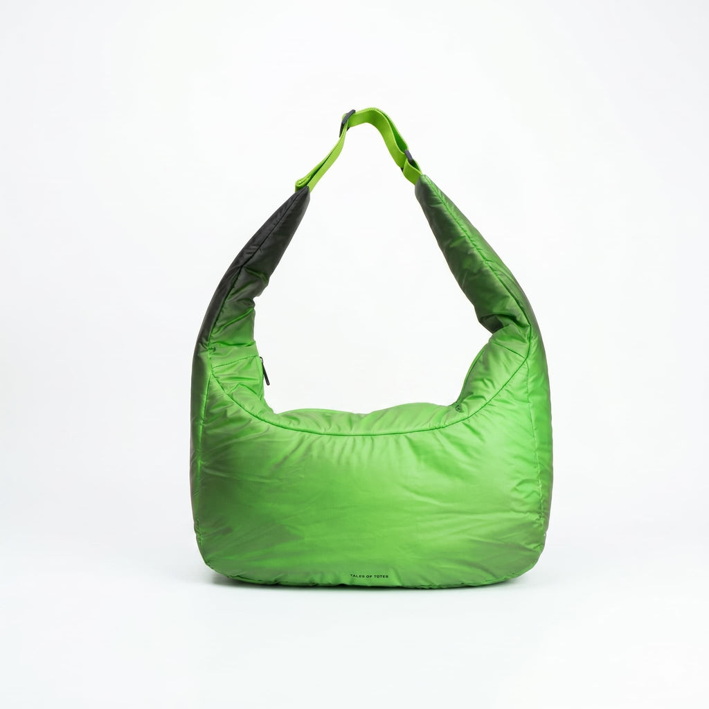 Green shoulder bag on a white background