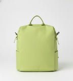 Green backpack on a white background