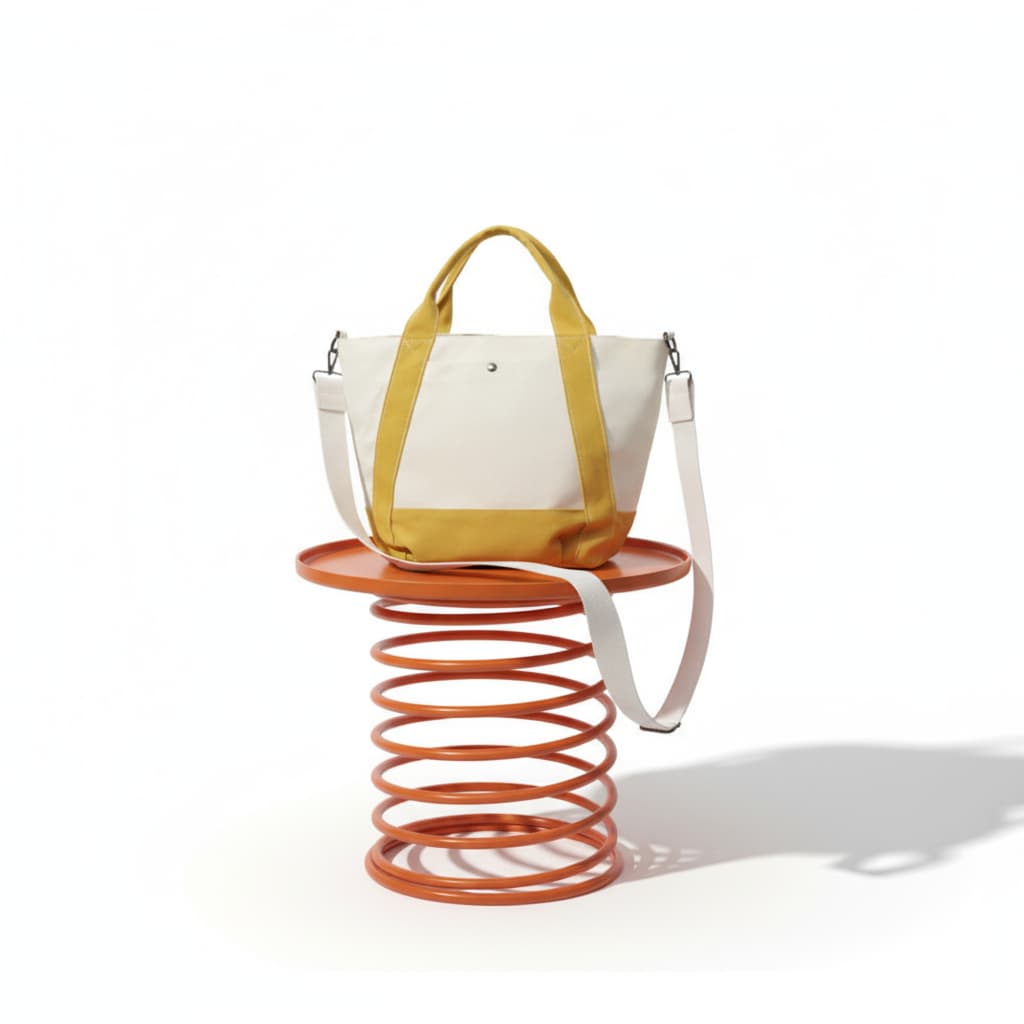 Yellow and white handbag on a spring-like stool against a white backgroundCanvas crossbody tote bag designed for everyday Indian life – lightweight, durable, and easy to style with streetwear or casual fits. Adjustable strap adds comfort and versatility. Perfect for college, errands, or city travel. Tales of Totes brings you better functionality and style than Zouk, Chumbak, and DailyObjects – fashion meets function at the right price."
