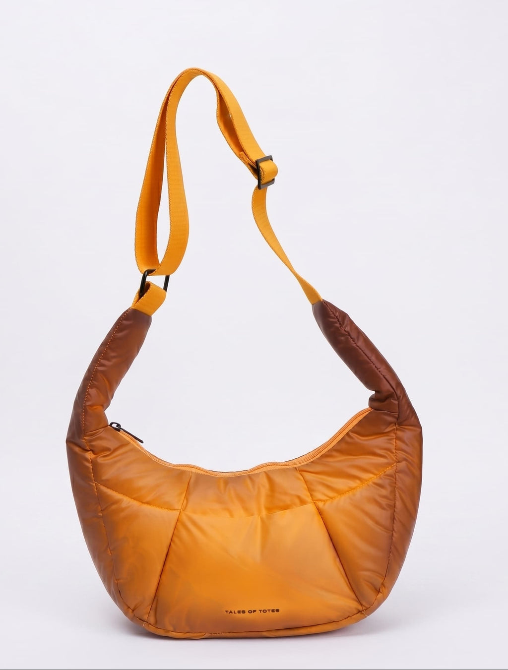Orange shoulder bag on a white background