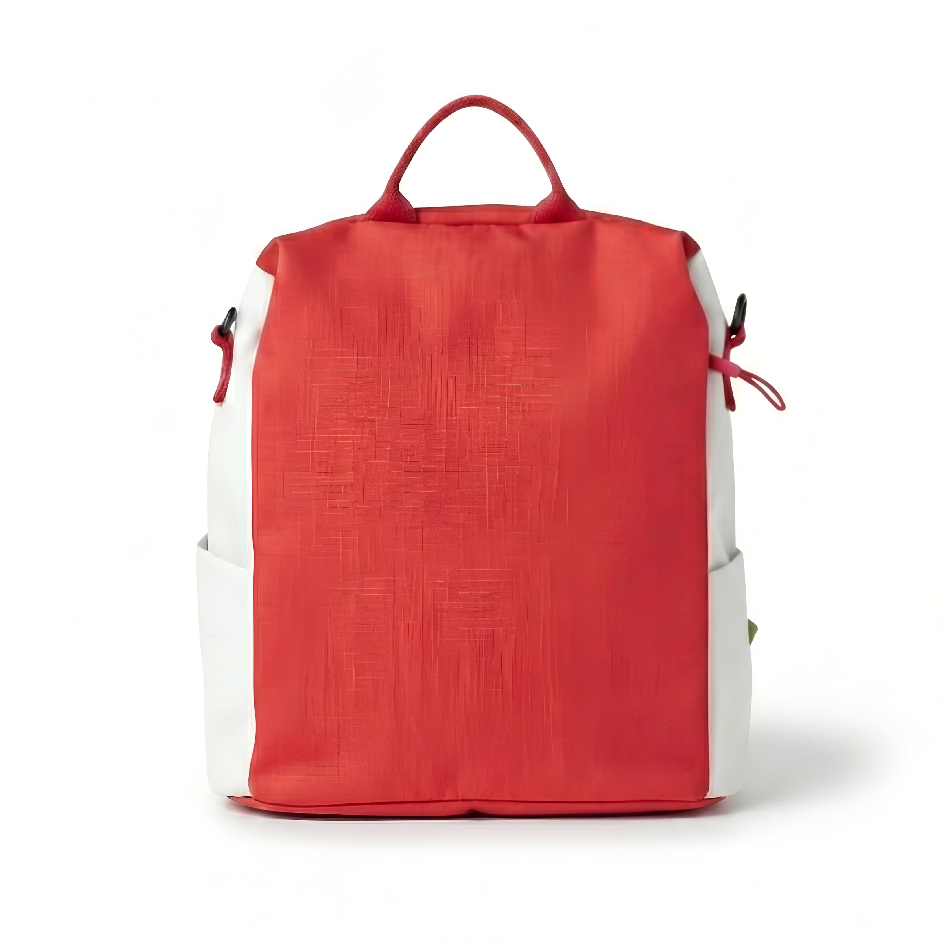 Red backpack on a white background