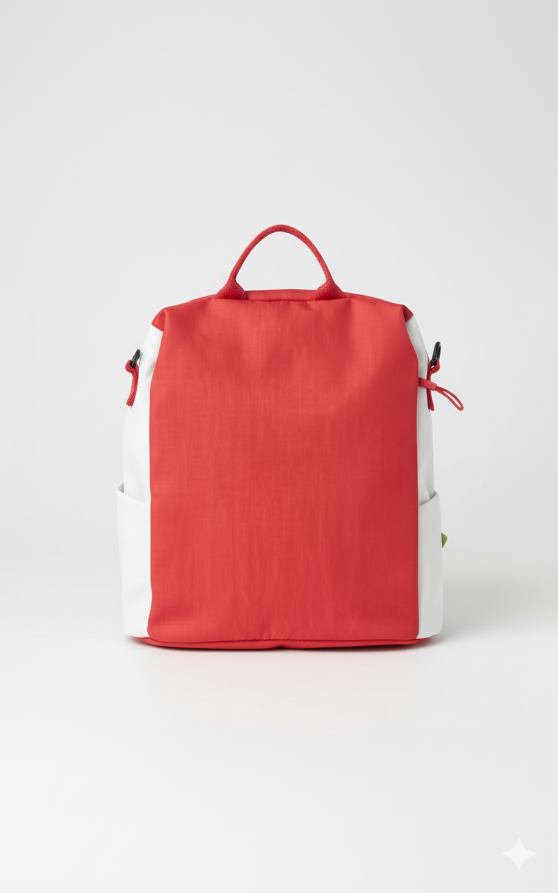 Red backpack on a white background,Stylish travel backpack, durable everyday bag, versatile shoulder tote, convertible backpack purse, waterproof utility bag, modern casual rucksack, ergonomic daypack, trendy laptop bag, multi-functional women's backpack, secure anti-theft design, spacious college bag, fashion-forward accessory, urban commuter pack, comfortable carry-all, premium quality satchel, practical work bag, chic student backpack, easy-access travel essential, organized personal item, lightweight ev