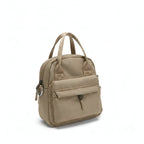 Beige backpack on a white background