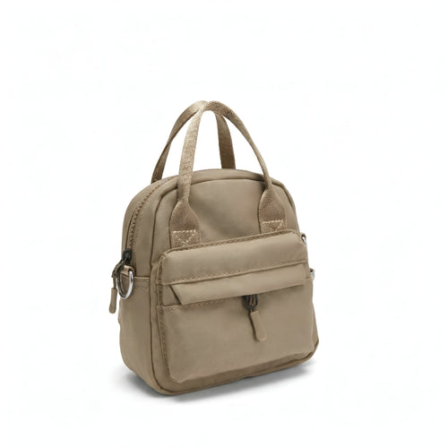 Beige backpack on a white background