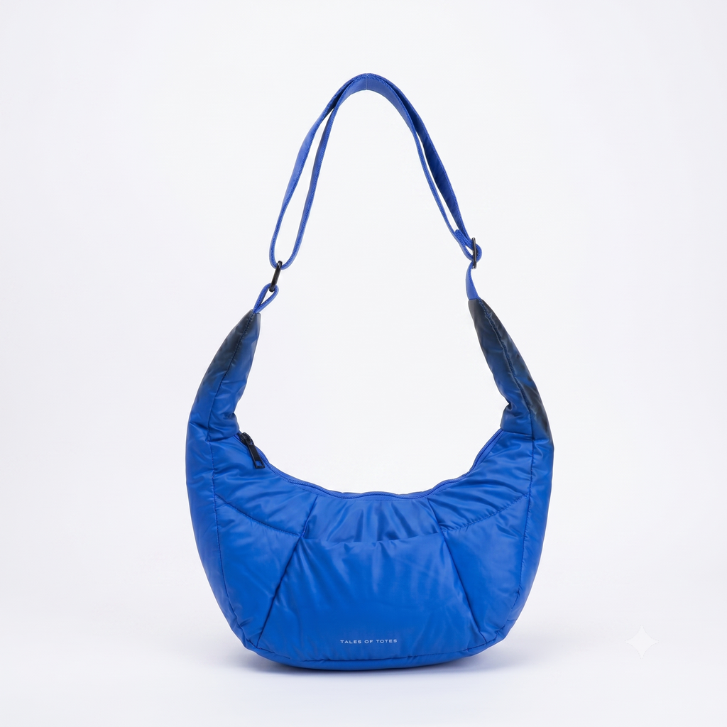 Blue shoulder bag on a white background