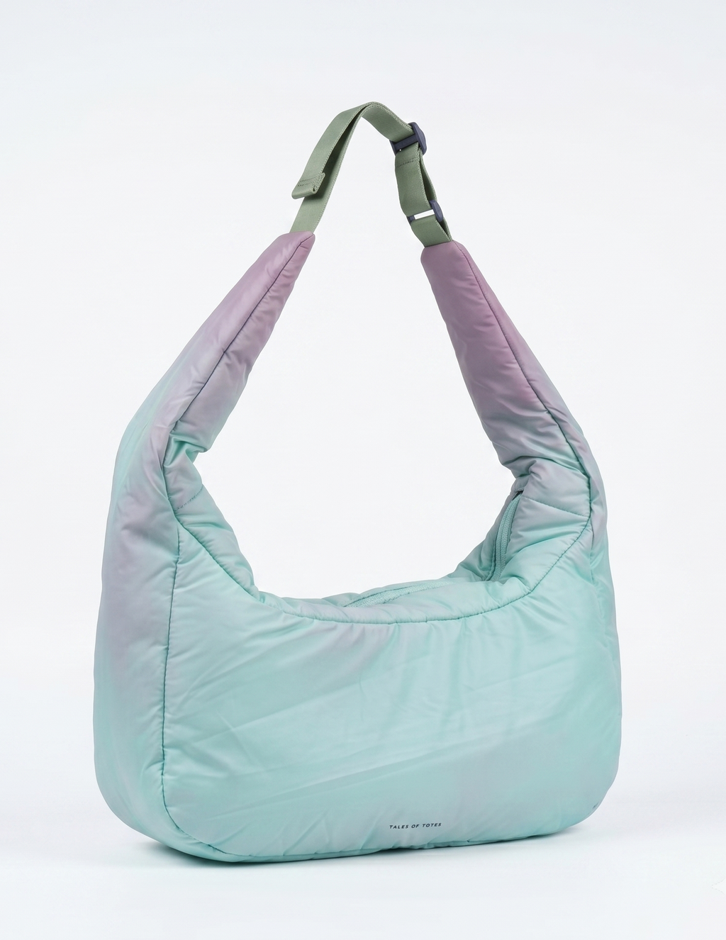 Gradient green and purple bag on a white background