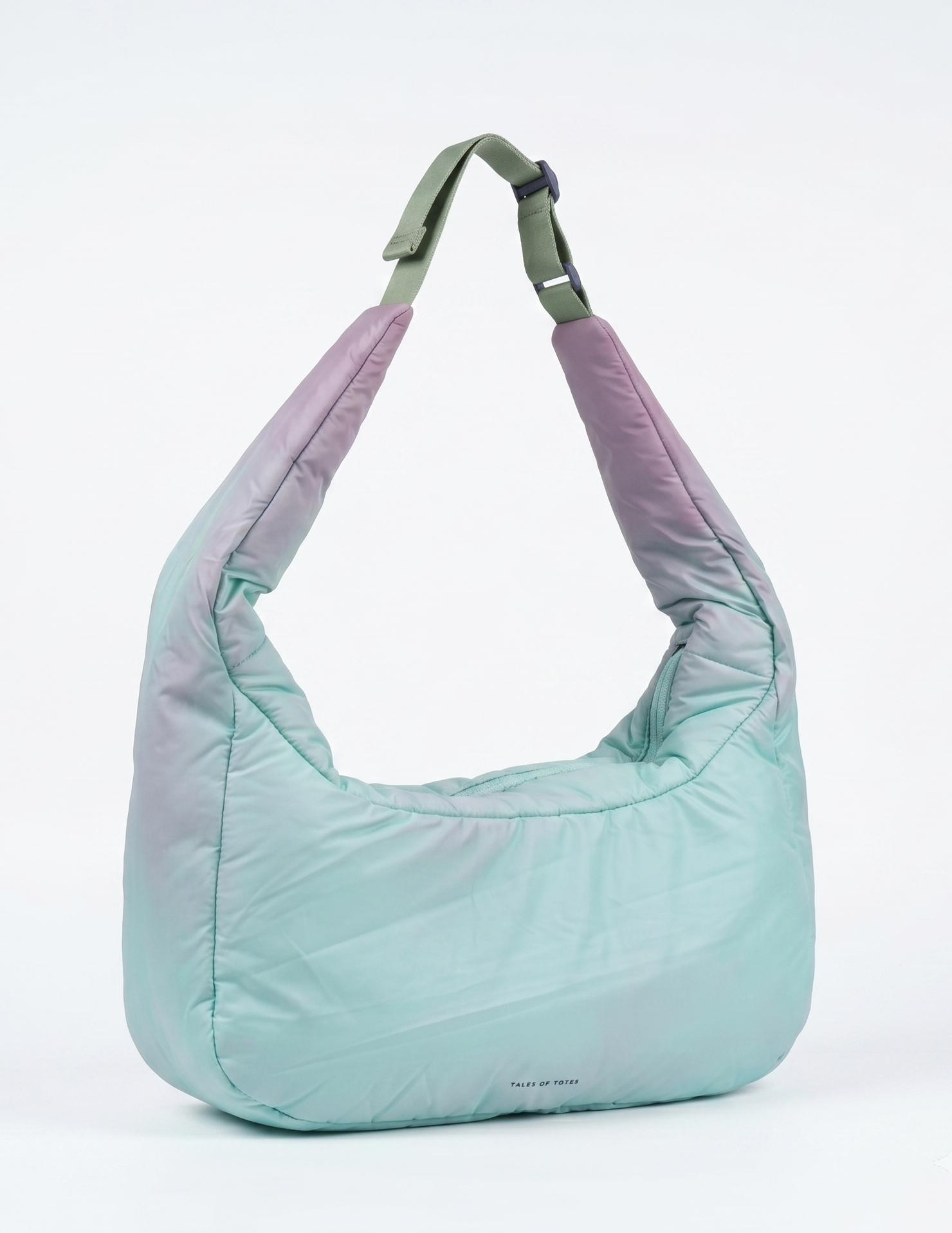 Gradient green and purple bag on a white background