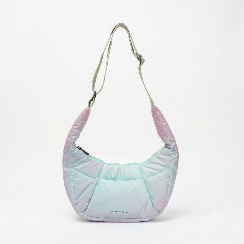 Gradient pastel-colored bag on a white background