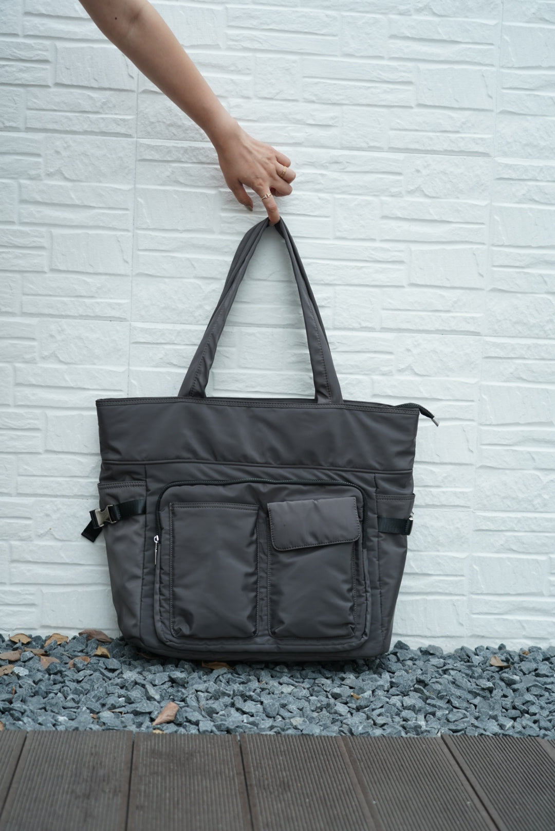Large utility tote bag with dual front pockets, structured handles, and functional design – perfect for everyday carry, college, or work use. Built for high capacity and easy organization, ideal for Indian shoppers looking for bold, practical fashion. A premium utility essential from Tales of Totes competing with top Indian brands like Zouk, Lavie, and Chumbak."

