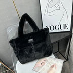 Plush faux fur tote bag with padded handles, zippered top, and spacious interior – designed for cozy winter outings and everyday comfort. Soft, lightweight, and stylish, perfect for carrying essentials in cold weather. A chic and functional piece from Tales of Totes – standing out from Indian brands like Zouk, Chumbak, and Miraggio with unique textures and winter-ready fashion flair."

