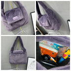 Soft faux fur tote bag with padded handles, front flap pocket, and zippered main compartment – designed for cozy winter style and functional everyday use. Spacious enough for essentials like cosmetics, wallet, and phone. A trendy winter accessory from Tales of Totes, offering stylish comfort beyond Indian brands like Zouk, Chumbak, and Miraggio."

