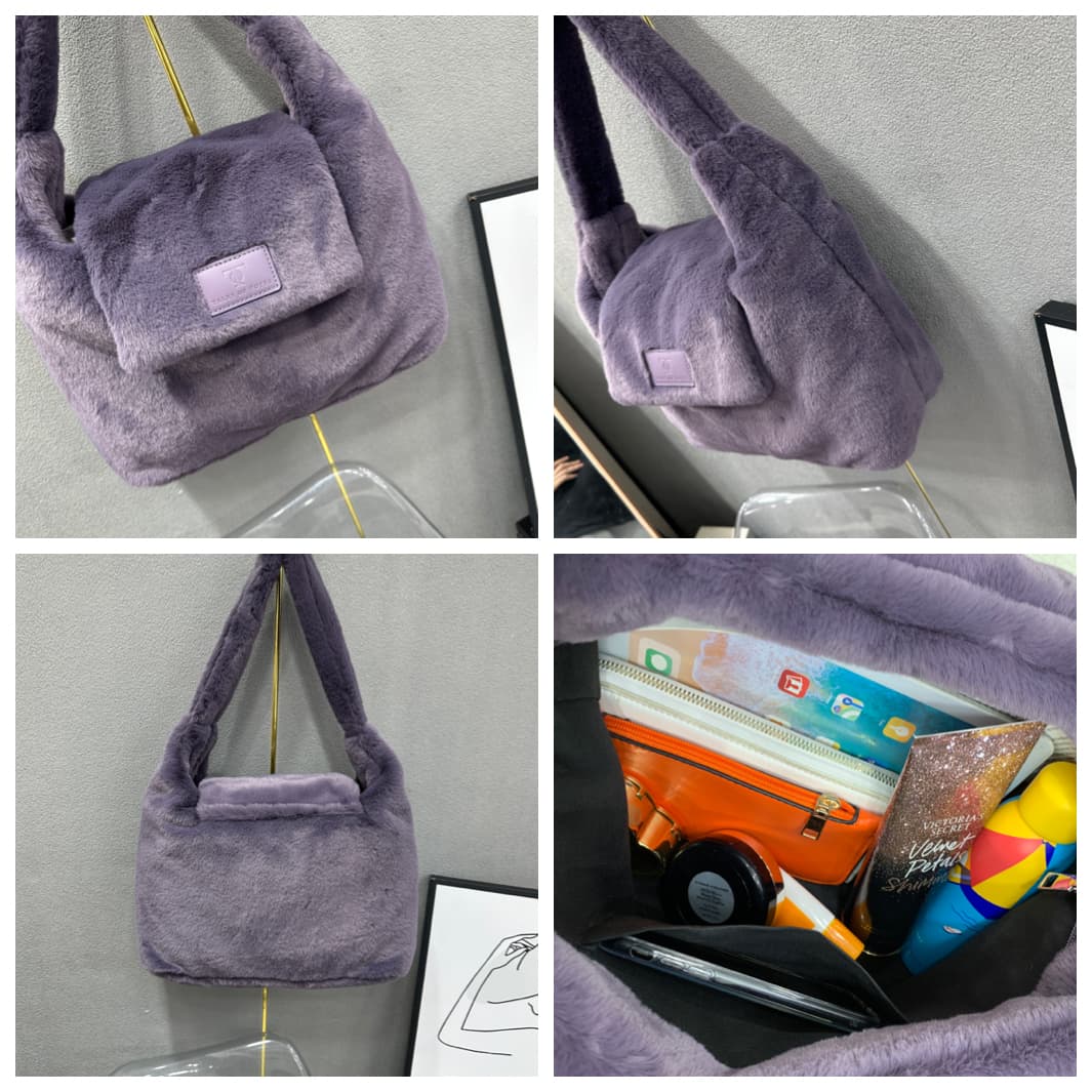 Soft faux fur tote bag with padded handles, front flap pocket, and zippered main compartment – designed for cozy winter style and functional everyday use. Spacious enough for essentials like cosmetics, wallet, and phone. A trendy winter accessory from Tales of Totes, offering stylish comfort beyond Indian brands like Zouk, Chumbak, and Miraggio."

