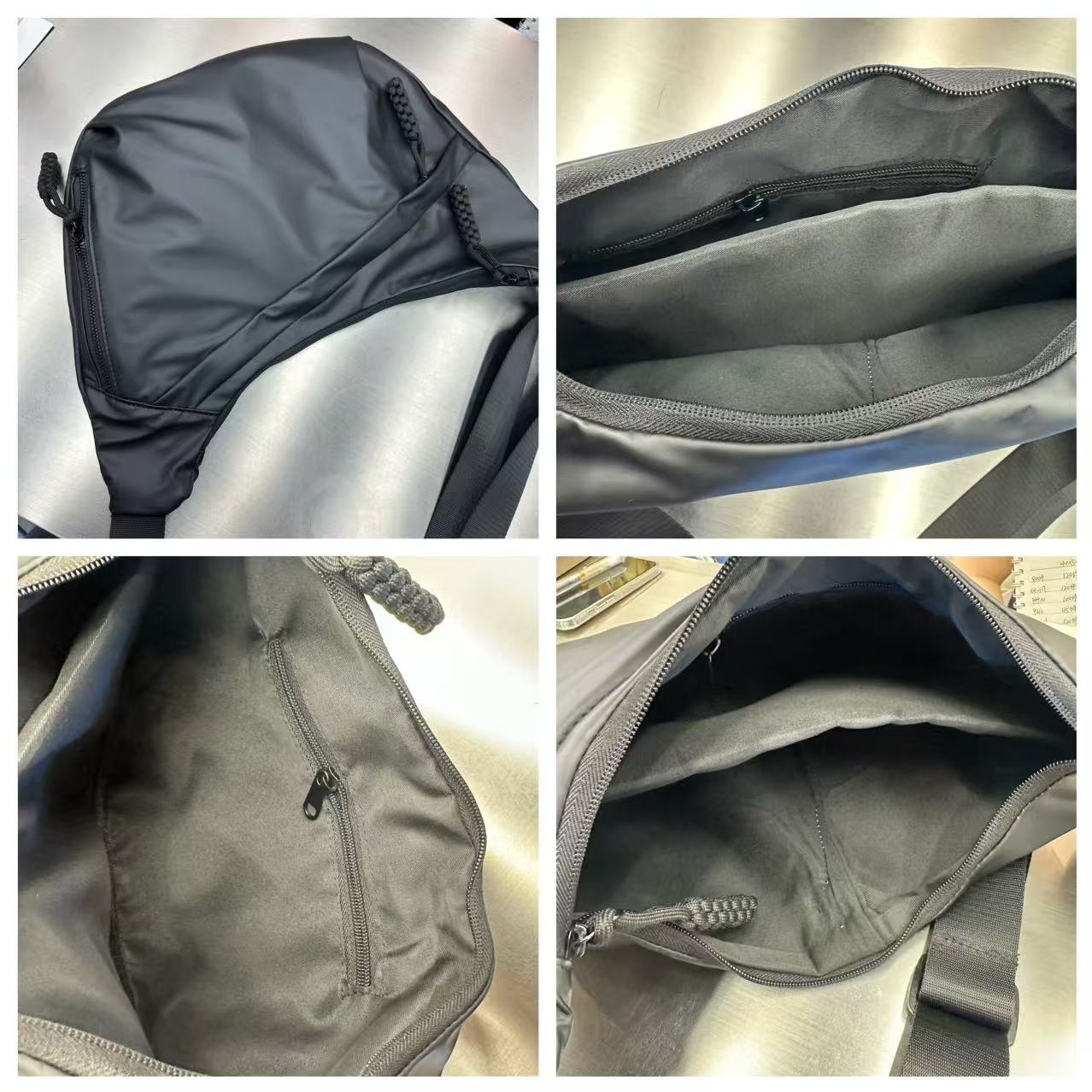 Collage of a gray bag showing different angles and features.A stylish, waterproof black nylon crossbody bag for men and women, perfect for travel, college, and daily use. Featuring a sleek design with multiple compartments, this unisex sling bag offers premium quality and durability. Ideal for the urban lifestyle, it's a versatile shoulder bag that blends fashion and function, making it a must-have accessory for trendsetters in India. #CrossbodyBag #NylonBag #SlingBag #UnisexFashion #TravelEssentials #Colle
