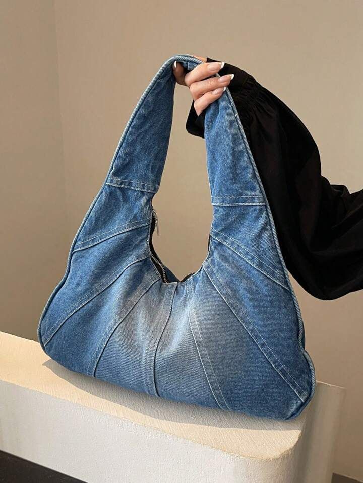 Denim Curve Tote