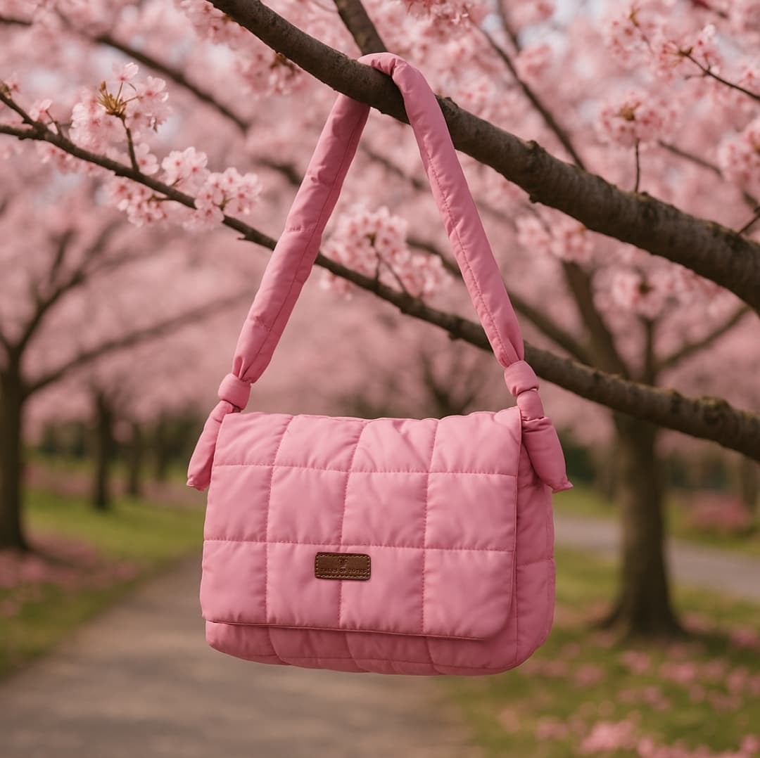Quilted shoulder bag with a padded design, knotted strap detail, and soft structured silhouette – lightweight, functional, and perfect for daily use or casual outings. Compact yet spacious, ideal for carrying essentials in style. A statement accessory from Tales of Totes, offering cozy fashion-forward appeal for Indian shoppers.