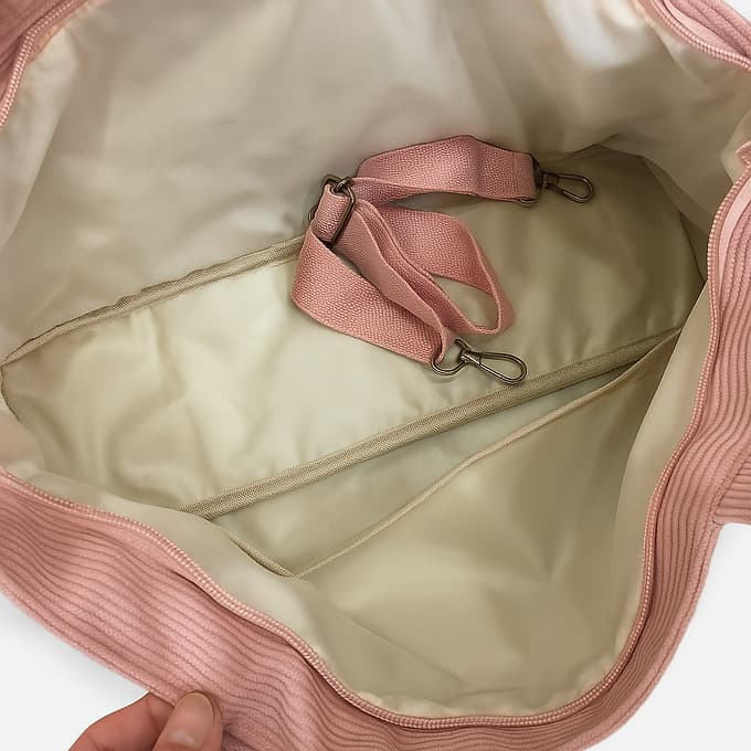 Trendy corduroy tote bag with dual handles and adjustable crossbody strap – soft-textured, oversized, and perfect for college, shopping, or everyday carry. Lightweight yet spacious, offering a casual streetwear aesthetic. A fashionable alternative from Tales of Totes – elevating Indian accessory trends beyond Zouk, Chumbak, and DailyObjects."

