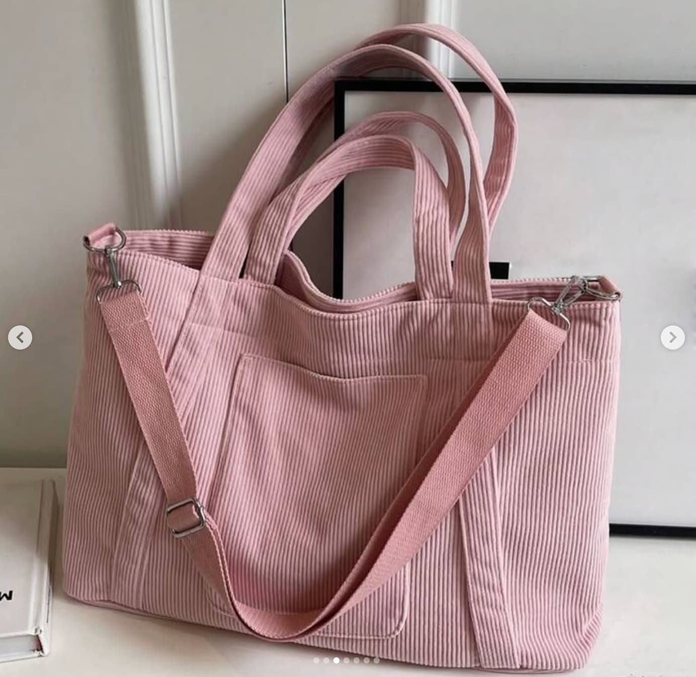 Trendy corduroy tote bag with dual handles and adjustable crossbody strap – soft-textured, oversized, and perfect for college, shopping, or everyday carry. Lightweight yet spacious, offering a casual streetwear aesthetic. A fashionable alternative from Tales of Totes – elevating Indian accessory trends beyond Zouk, Chumbak, and DailyObjects."

