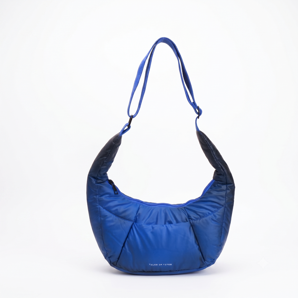 Blue shoulder bag on a white background