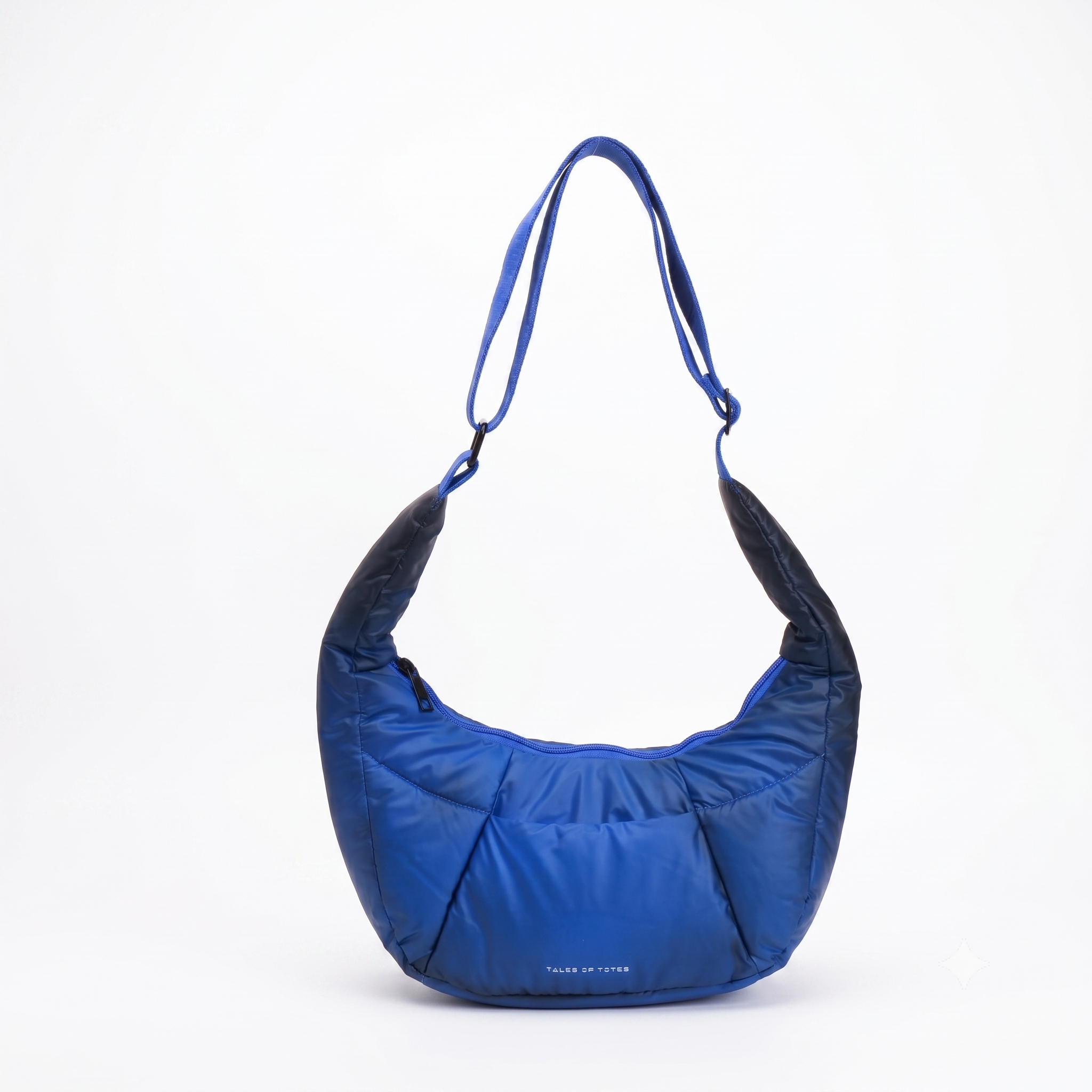 Blue shoulder bag on a white background
