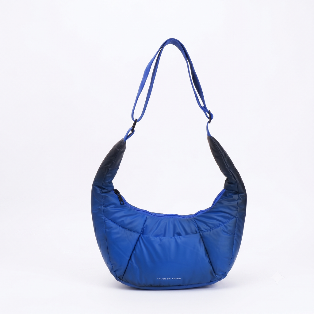 Blue shoulder bag on a white background