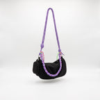 Main image: Daily Loop waterproof nylon hobo bag with braided shoulder handle and removable crossbody strap
Front view: Daily Loop nylon shoulder bag with curved hobo shape and braided rope handle
Side view: Side view of Daily Loop waterproof nylon bag with structured side panel and braided handle
3/4 view: Daily Loop hobo bag in waterproof nylon with braided strap and zip-top closure
Handle detail: Close-up of Daily Loop braided rope handle with contrast cord detailing and metal hardware
Interior view: Int