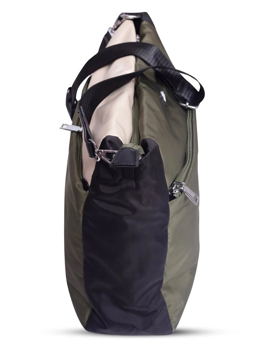 Multi-pocket travel tote bag with 20-litre capacity and compact dimensions (35 x 35 x 10 cm), featuring a wide adjustable strap and color-blocked utility design. Lightweight, durable, and ideal for travel, college, or daily use. A high-performance everyday essential from Tales of Totes – built for comfort, style, and smart organization in India’s fast-paced lifestyle."

