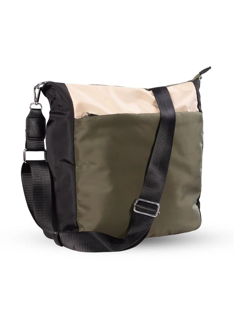 Multi-pocket travel tote bag with 20-litre capacity and compact dimensions (35 x 35 x 10 cm), featuring a wide adjustable strap and color-blocked utility design. Lightweight, durable, and ideal for travel, college, or daily use. A high-performance everyday essential from Tales of Totes – built for comfort, style, and smart organization in India’s fast-paced lifestyle."

