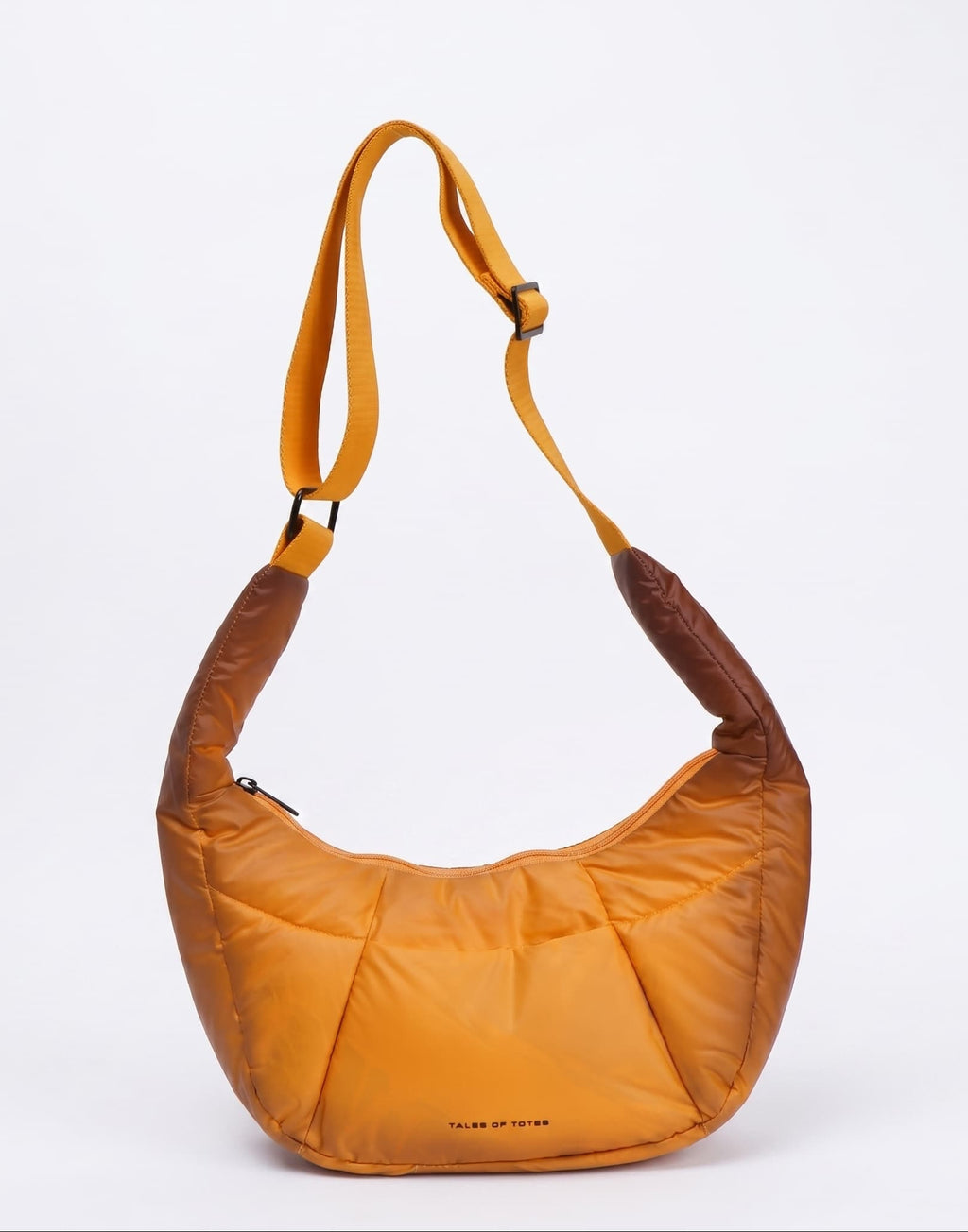 Orange shoulder bag on a white background
